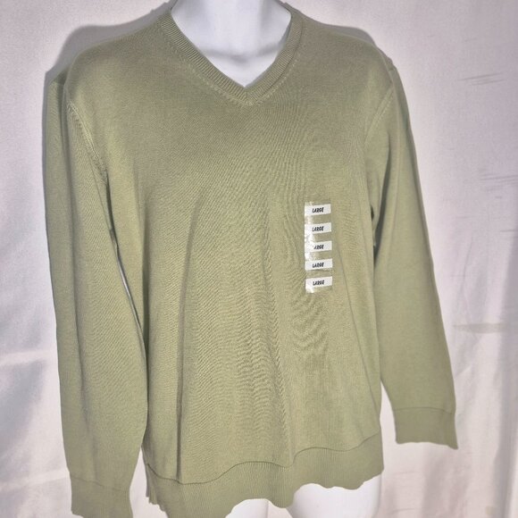 KENNETH COLE REACTION V-Neck cotton sweater, green in size Large NWT - Picture 10 of 16